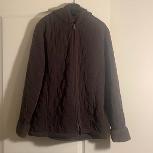 NEW CROFT & BARROW HOODED QUILTED WINTER JACKET DARK BROWN